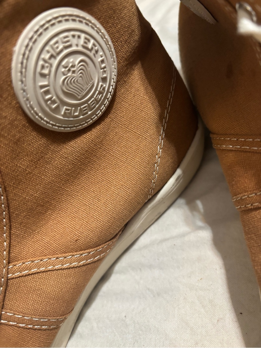 Colchester Rubber co.Men's High-Top Canvas Sneakers in Tan with Dark Toe - Picture 5 of 9